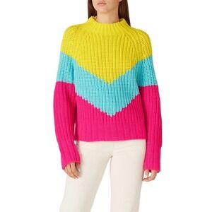 Essentiel Antwerp Yellow Colorblock Wavinci Wool Blend Pullover Sweater Small